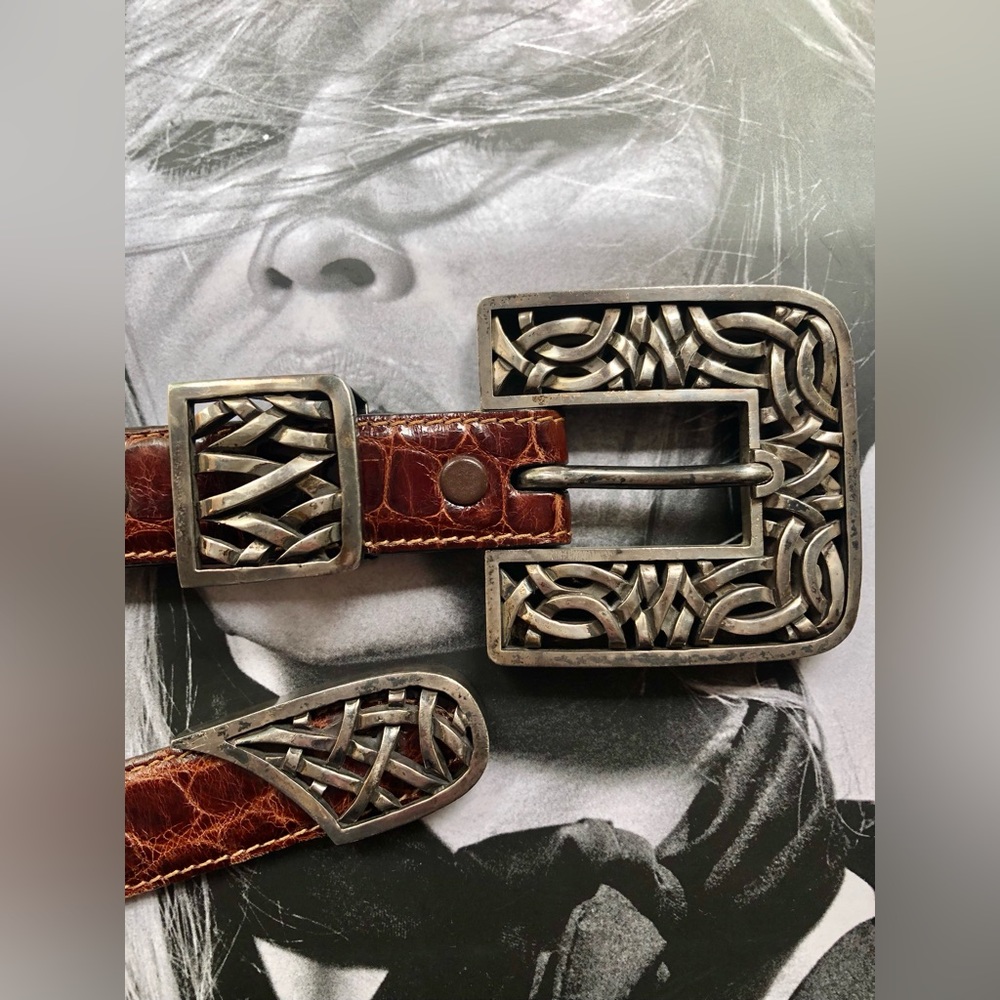 Iconic Barry Kieselstein-Cord “Celtic” SS Buckle, Strap and Tip on USA Alligator